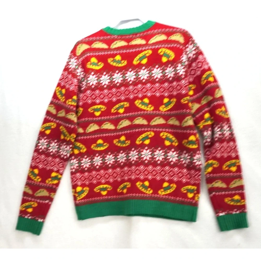 Blizzard Bay Tacos Sombrero‎ Fiesta Mens Ugly Christmas Sweater Long Sleeves XXL